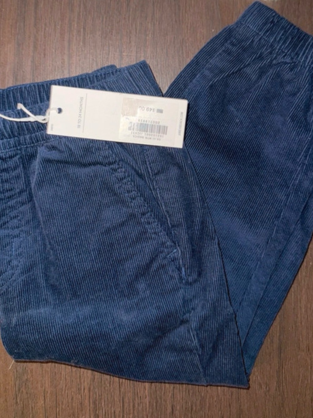 Janie and Jack Navy Blue Corduroy Elastic-Waist Pants